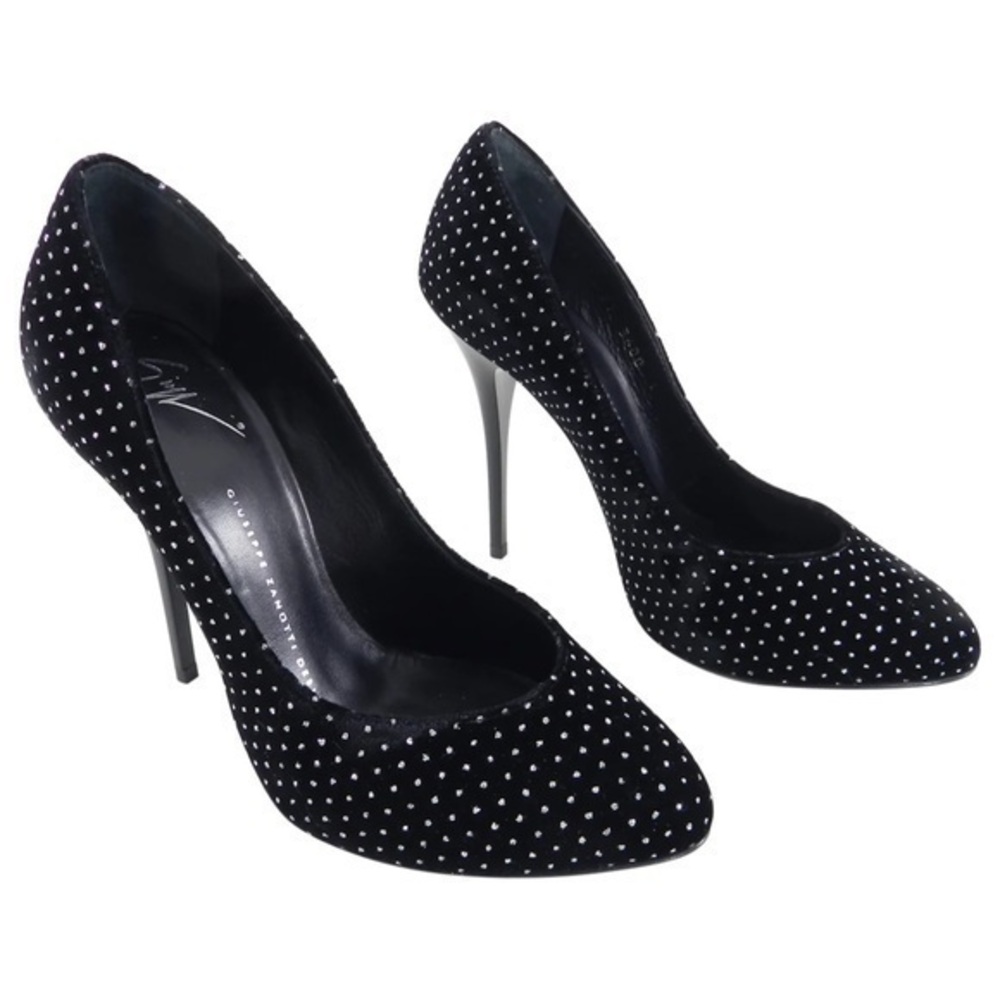 Giuseppe Zanotti Black Velvet Glitter Embellished Pumps